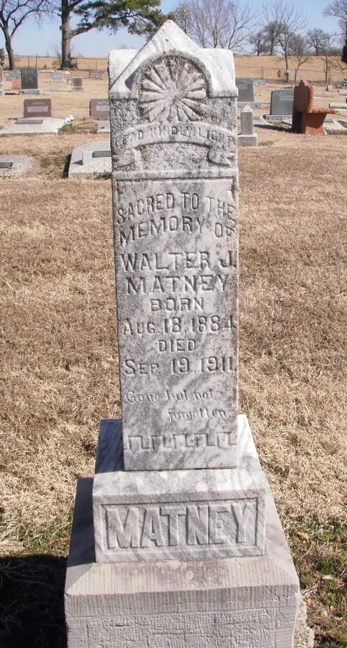 OK, Grove, Olympus Cemetery, Headstone, Matney, Walter J.