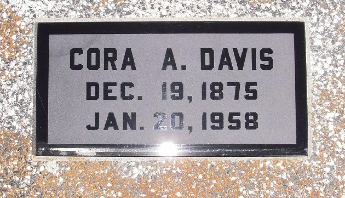 OK, Grove, Olympus Cemetery, Headstone, Davis, Cora A. 