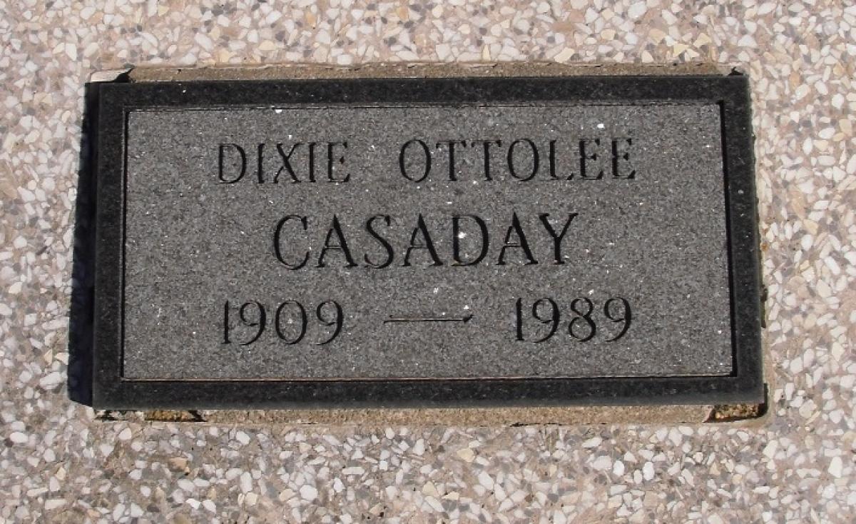 OK, Grove, Olympus Cemetery, Headstone, Casaday, Dixie Ottolee 