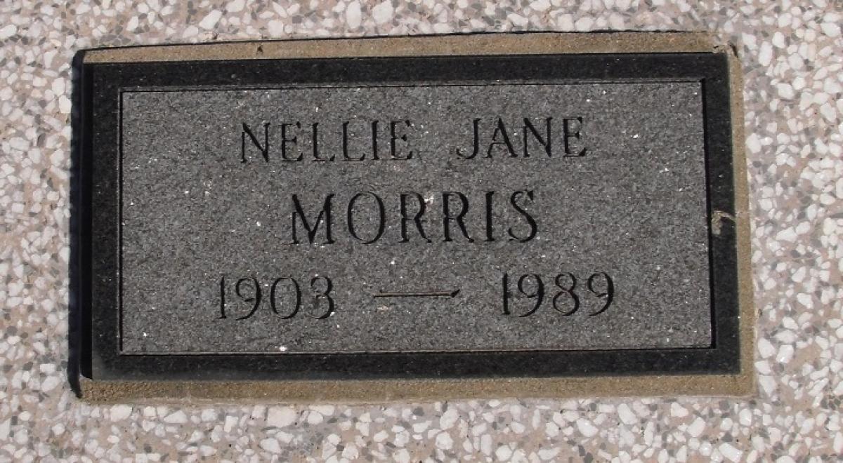 OK, Grove, Olympus Cemetery, Headstone, Morris, Nellie Jane 