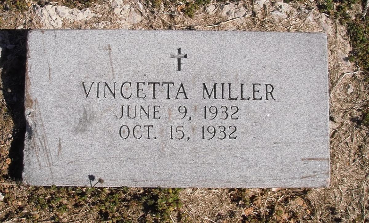 OK, Grove, Olympus Cemetery, Headstone, Miller, Vincetta 