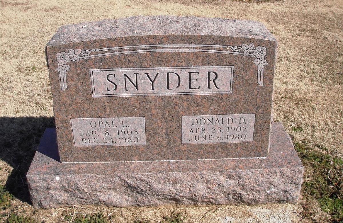 OK, Grove, Olympus Cemetery, Snyder, Opal L. & Donald D. Headstone
