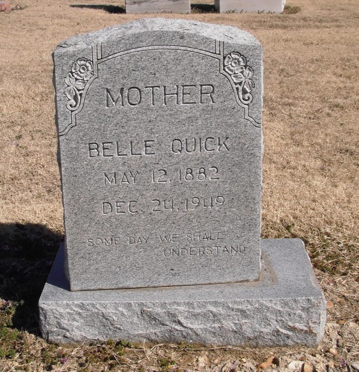 OK, Grove, Olympus Cemetery, Quick, Belle Headstone