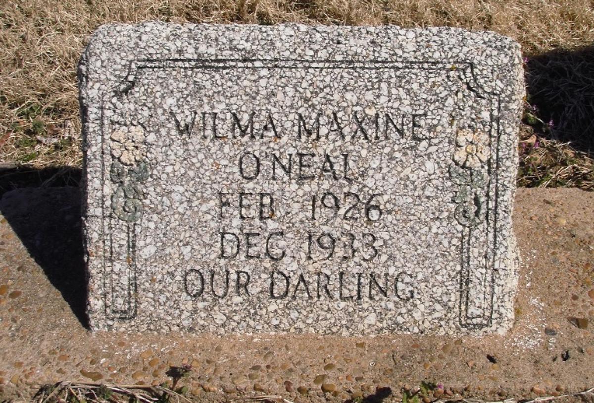 OK, Grove, Olympus Cemetery, Headstone, O'Neal, Wilma Maxine 