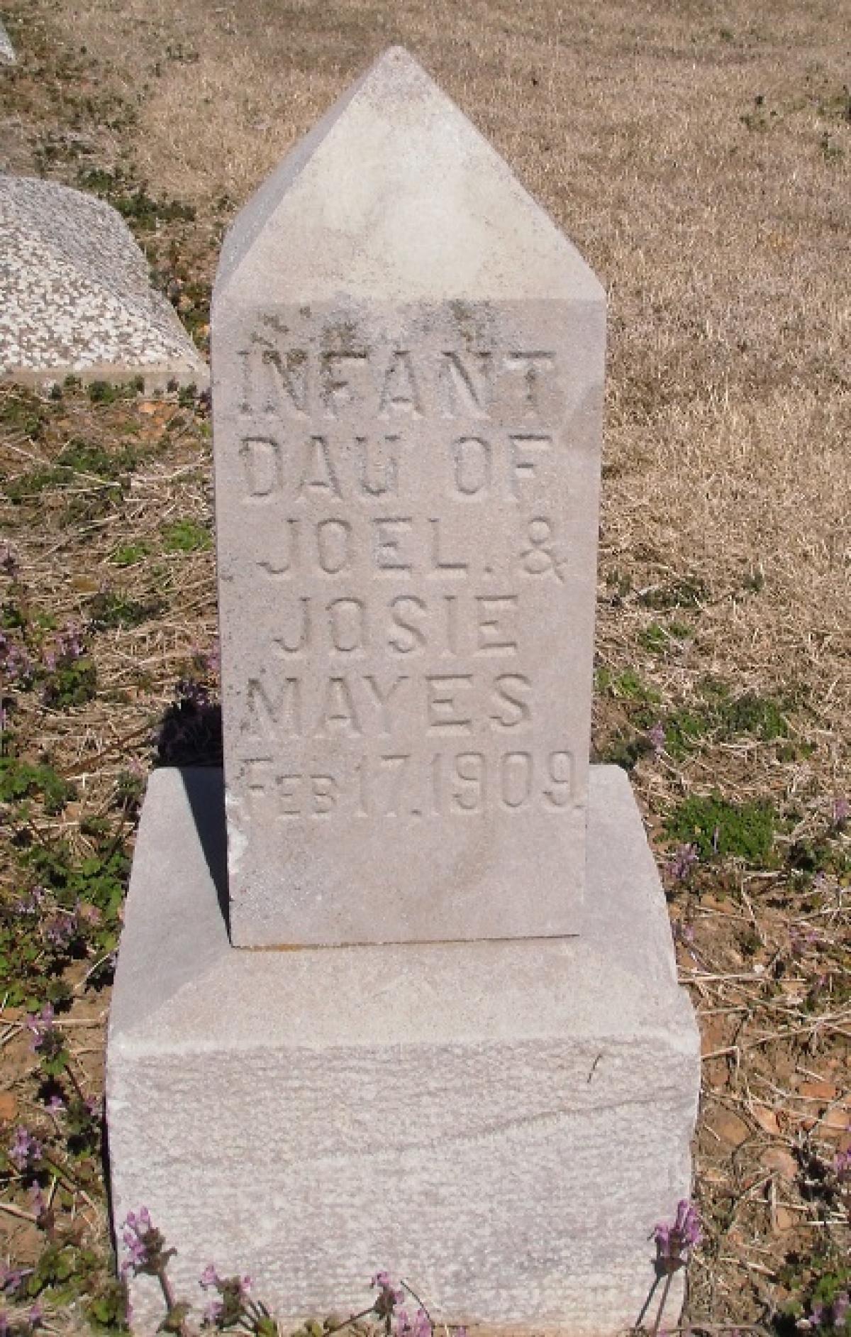 OK, Grove, Olympus Cemetery, Headstone, Mayes, Infant Daughter
