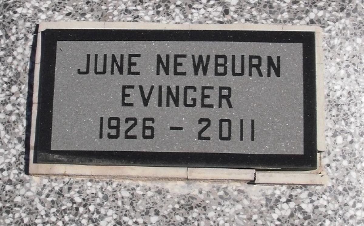 OK, Grove, Olympus Cemetery, Headstone, Evinger, June (Newburn)