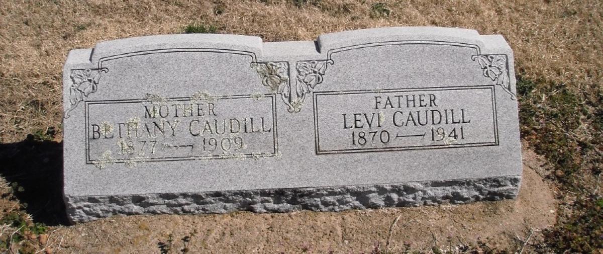 OK, Grove, Olympus Cemetery, Headstone, Caudill, Levi & Bethany