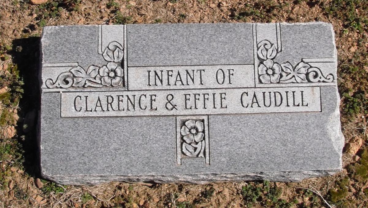 OK, Grove, Olympus Cemetery, Headstone, Caudill, Infant of Clarence & Effie