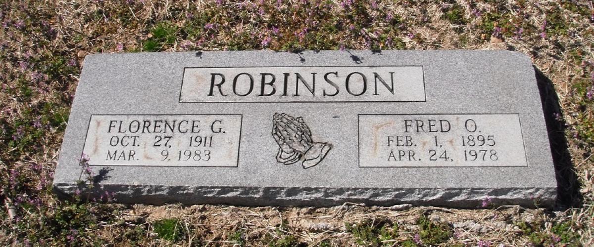 OK, Grove, Olympus Cemetery, Robinson, Fred O. & Florence G. Headstone