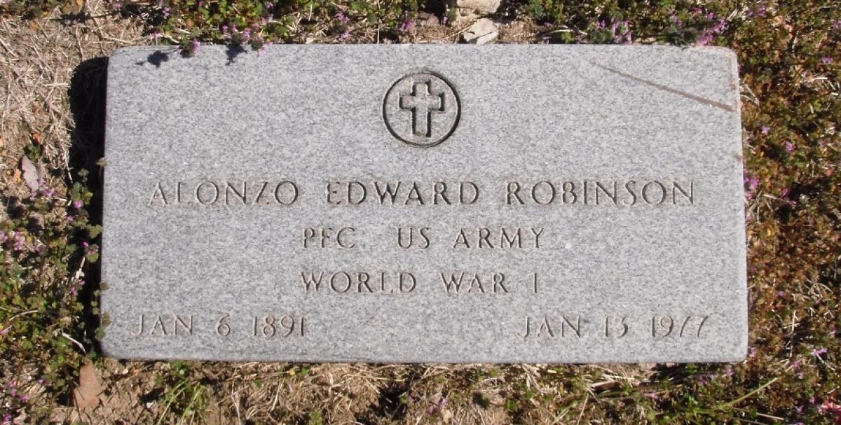 OK, Grove, Olympus Cemetery, Robinson, Alonzo Edward Military Headstone