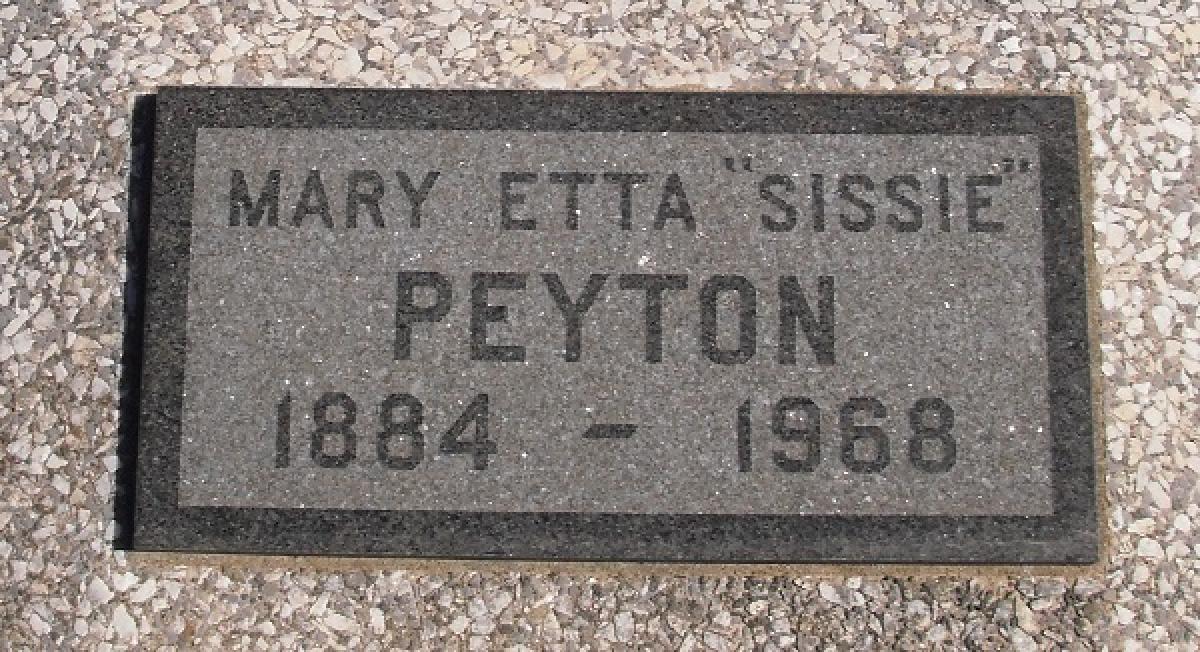 OK, Grove, Olympus Cemetery, Peyton, Mary Etta "Sissie" Headstone