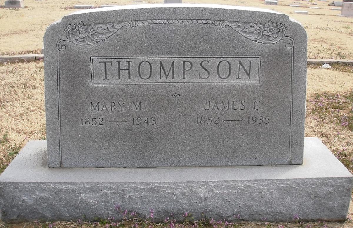OK, Grove, Olympus Cemetery, Thompson, James C. & Mary M. Headstone