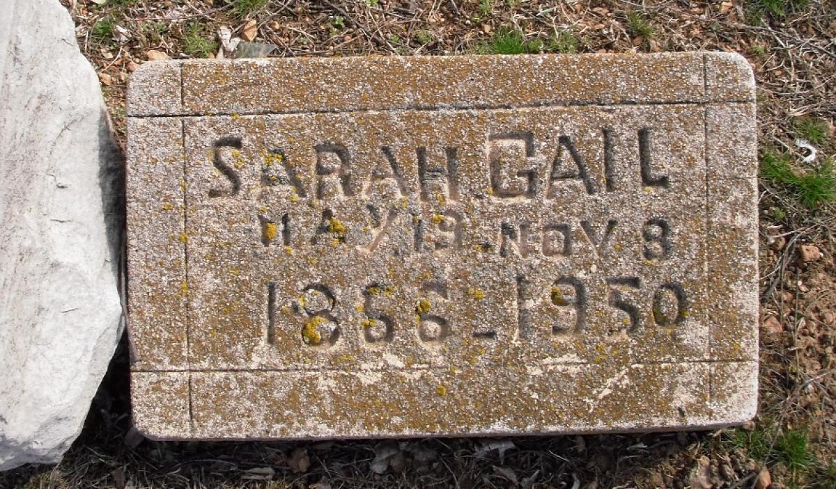 OK, Grove, Olympus Cemetery, Headstone, Gail, Sarah 