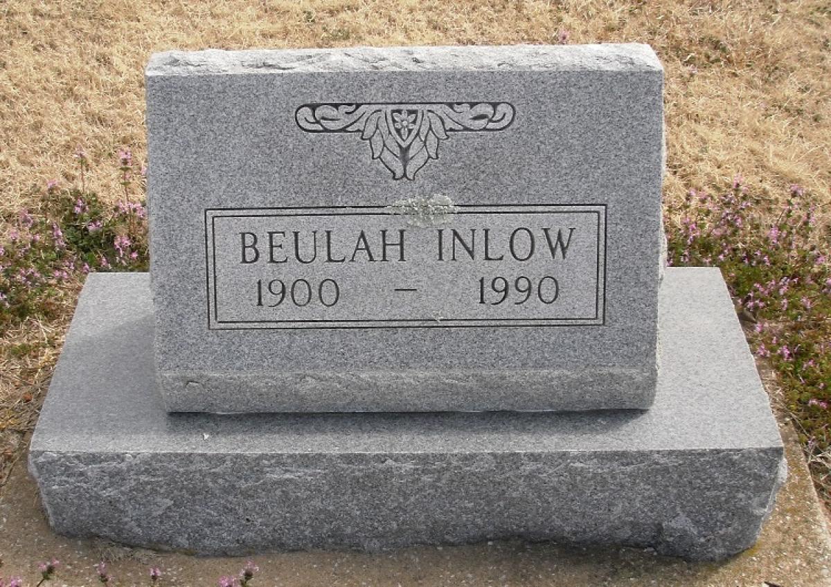 OK, Grove, Olympus Cemetery, Headstone, Inlow, Beulah 