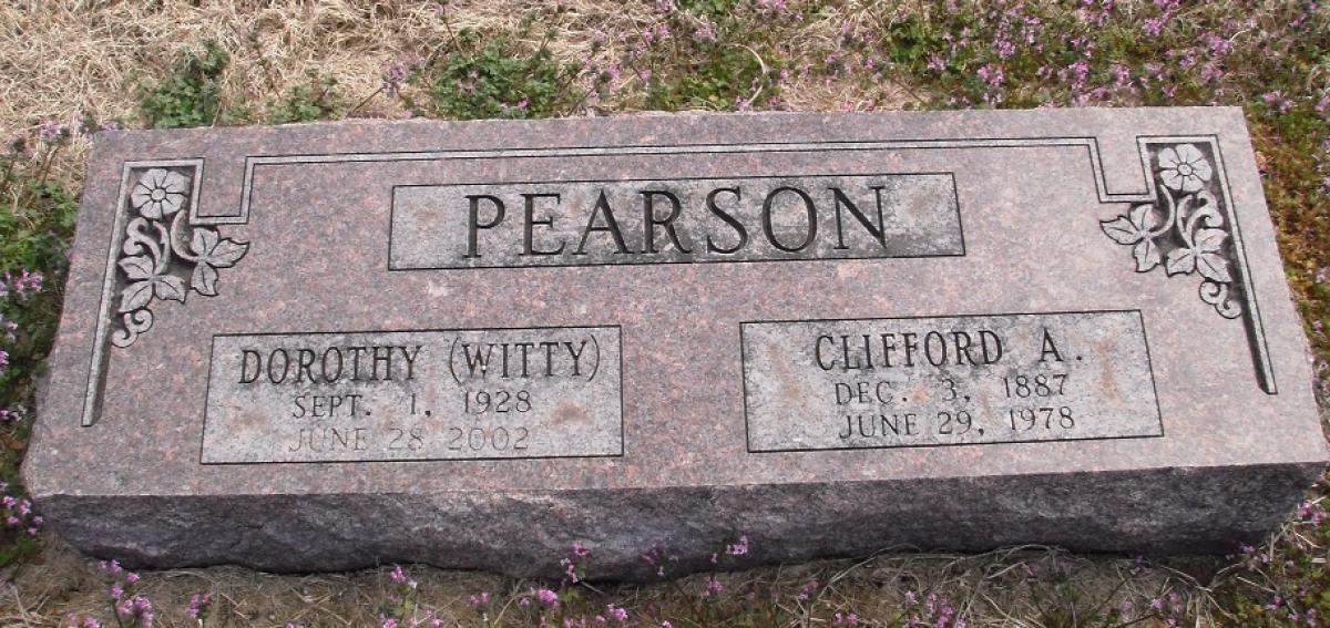 OK, Grove, Olympus Cemetery, Pearson, Clifford A. & Dorothy Witty Headstone