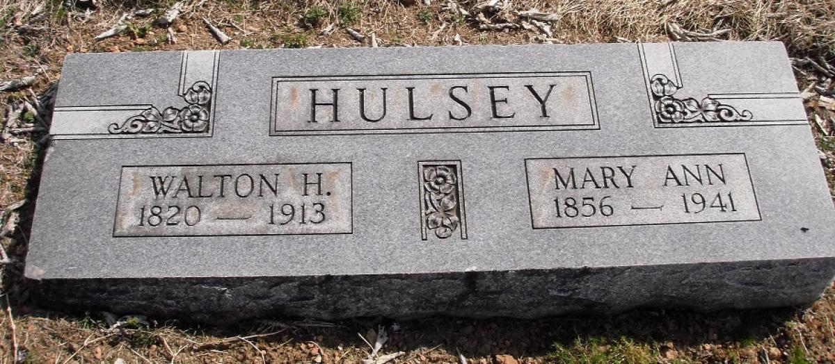 OK, Grove, Olympus Cemetery, Headstone, Hulsey, Walton H. & Mary Ann 