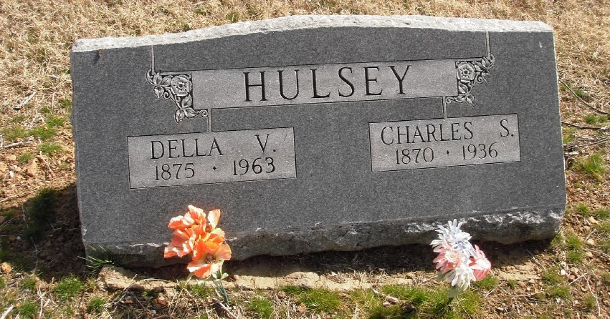 OK, Grove, Olympus Cemetery, Headstone, Hulsey, Charles S. & Della V. 