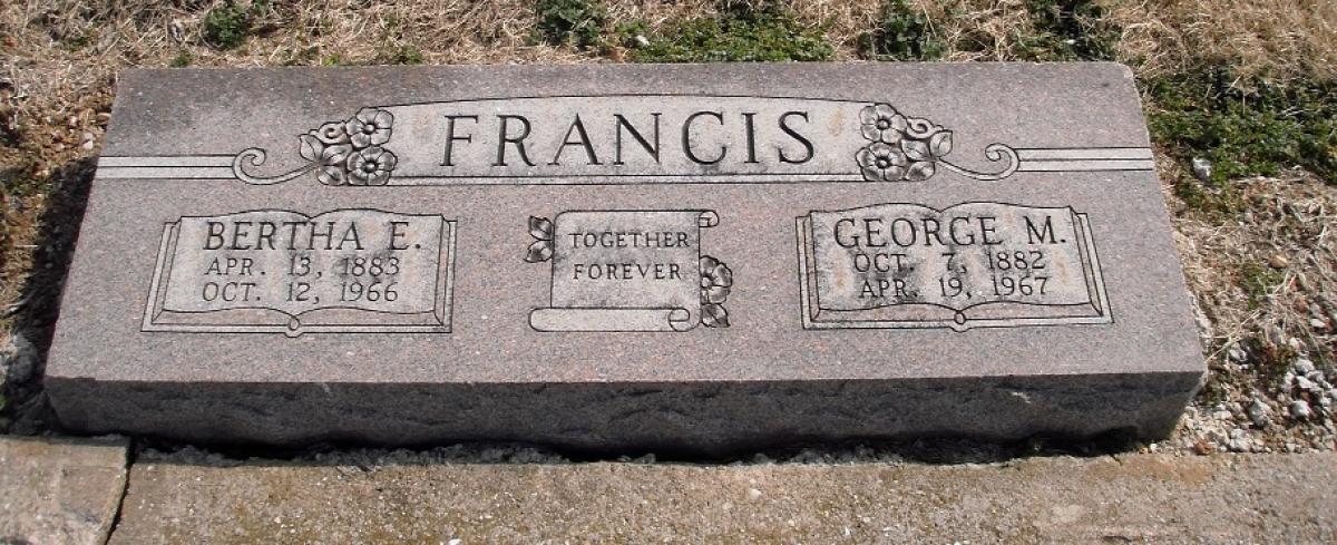 OK, Grove, Olympus Cemetery, Headstone, Francis, George M. & Bertha E. 
