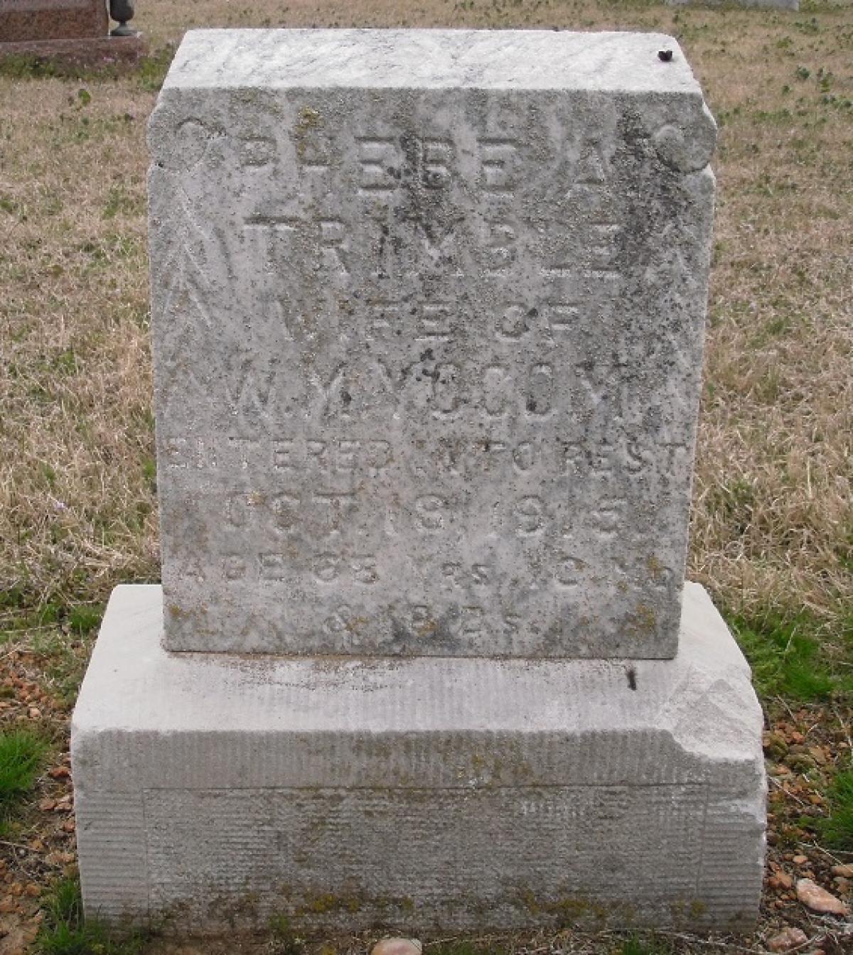 OK, Grove, Olympus Cemetery, Yocom, Phebe A. Trimble Headstone