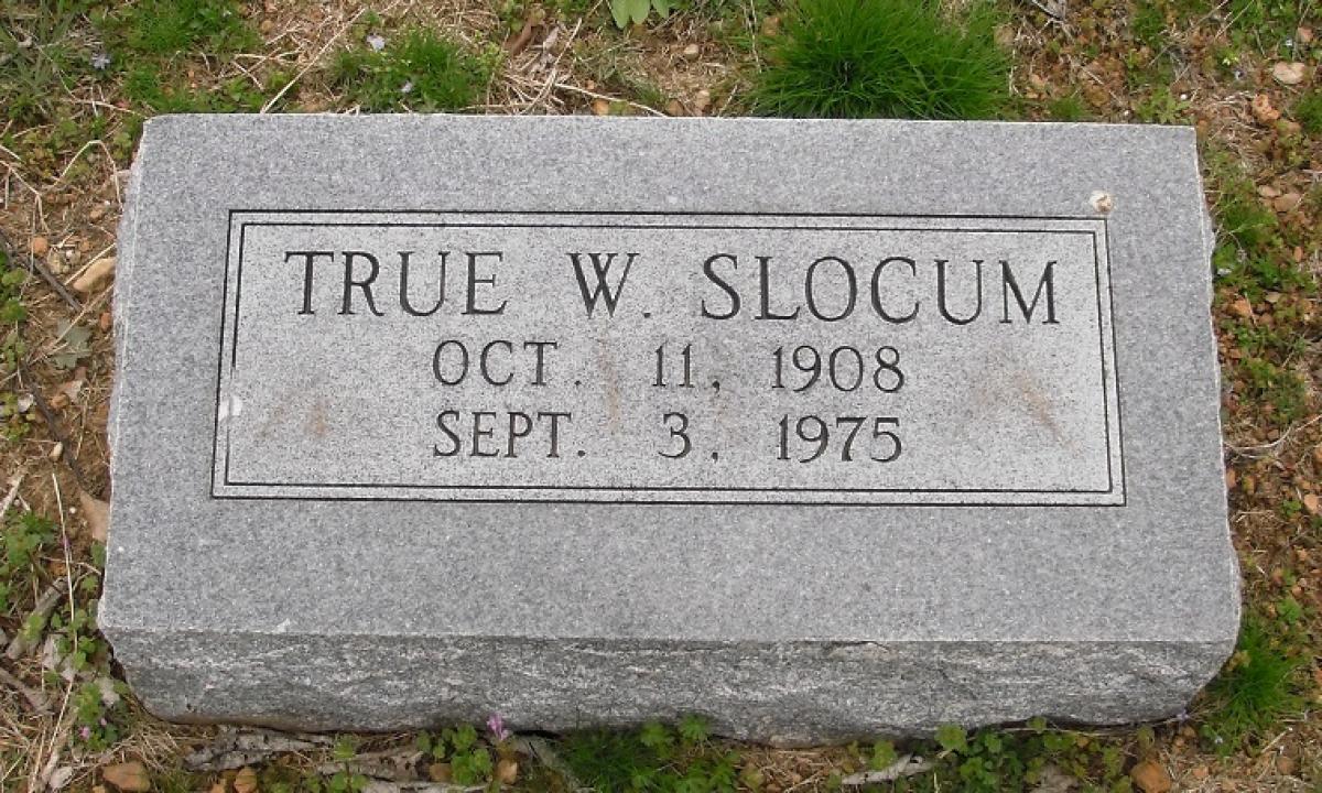 OK, Grove, Olympus Cemetery, Slocum, True W. Headstone