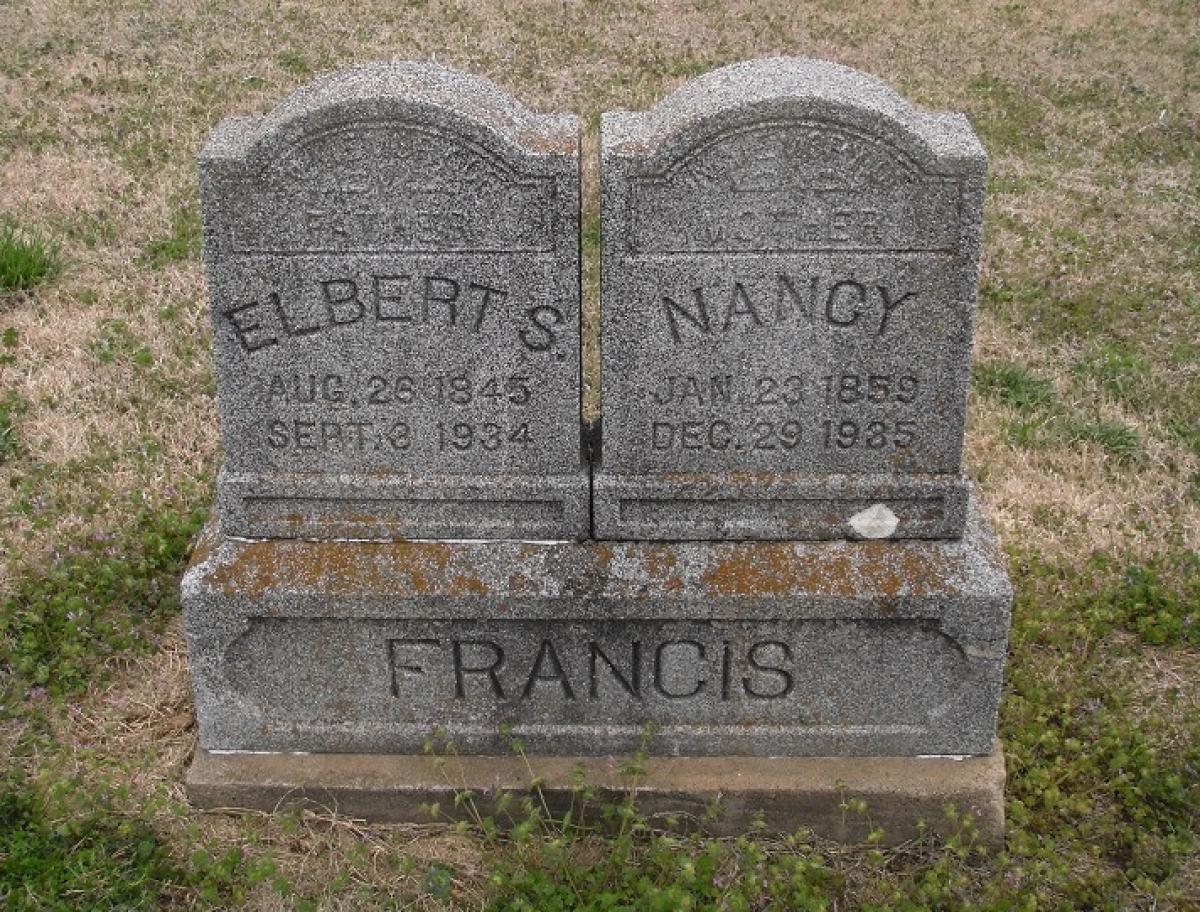 OK, Grove, Olympus Cemetery, Headstone, Francis, Elbert S. & Nancy 