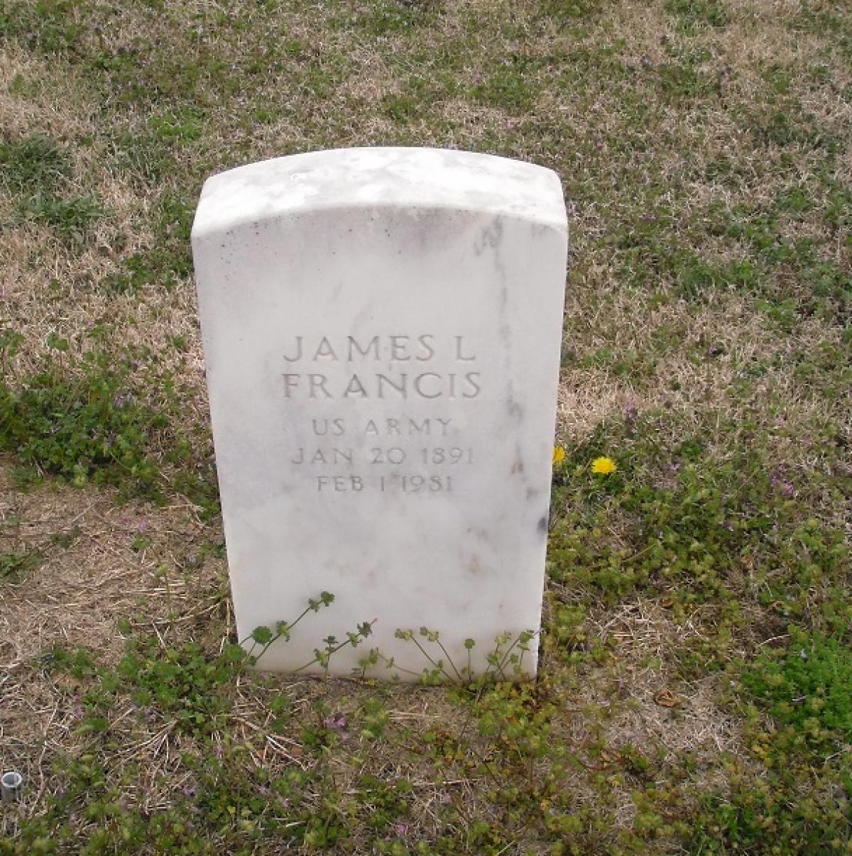 OK, Grove, Olympus Cemetery, Military Headstone, Francis, James L. 