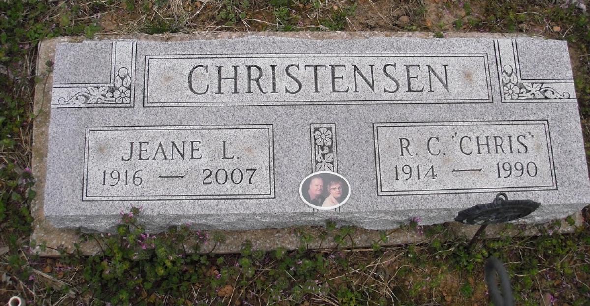 OK, Grove, Olympus Cemetery, Headstone, Christensen, R. C. "Chris" & Jeane L. 