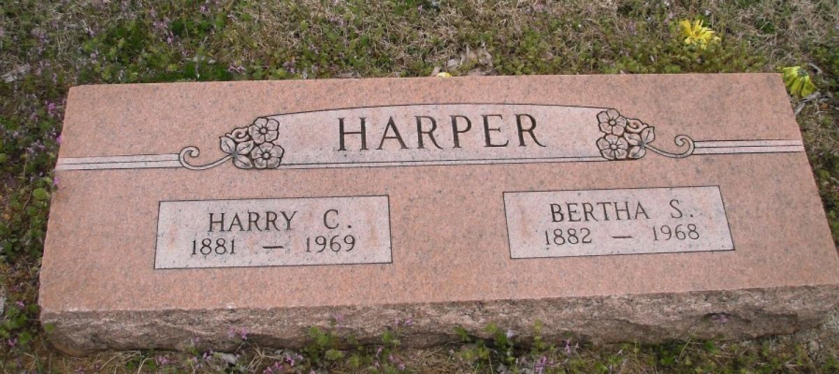 OK, Grove, Olympus Cemetery, Headstone, Harper, Harry C. & Bertha S. 