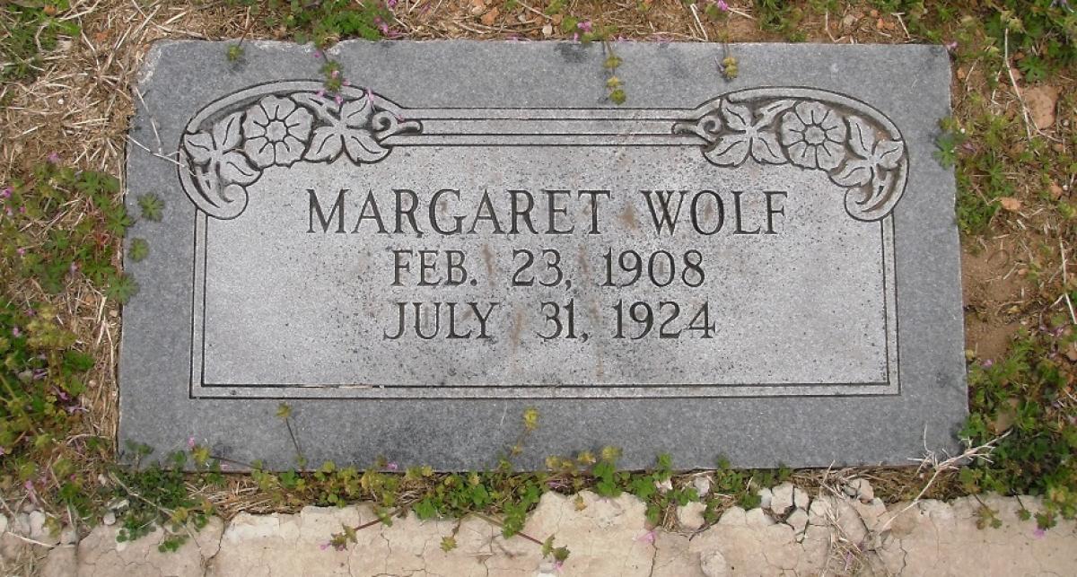 OK, Grove, Olympus Cemetery, Wolf, Margaret Headstone