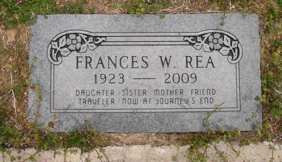 OK, Grove, Olympus Cemetery, Rea, Frances W. Headstone