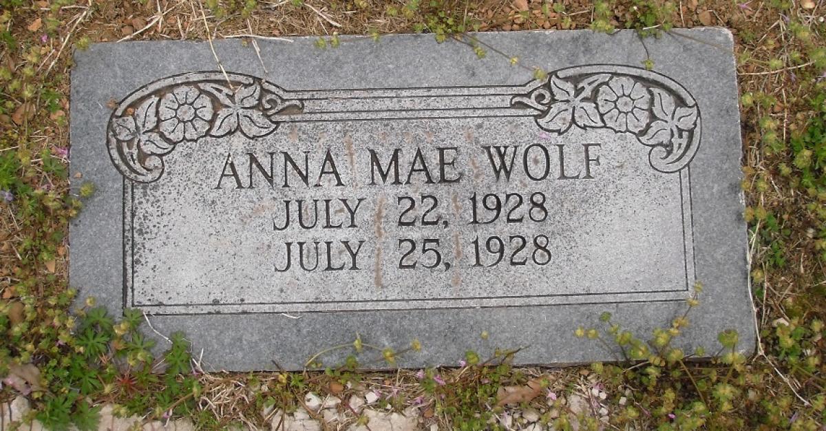 OK, Grove, Olympus Cemetery, Wolf, Anna Mae Headstone