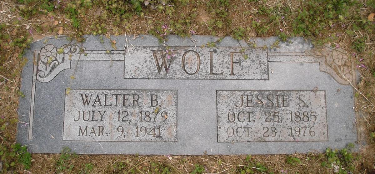 OK, Grove, Olympus Cemetery, Wolf, Walter B. & Jessie S. Headstone