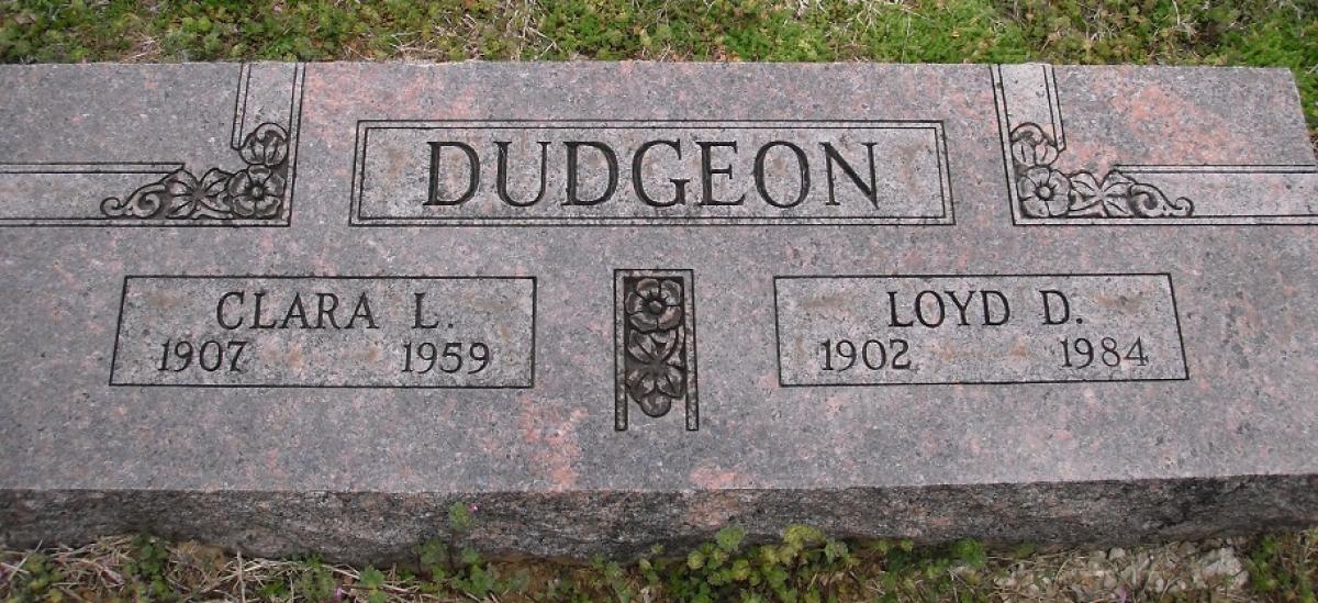 OK, Grove, Olympus Cemetery, Headstone, Dudgeon, Loyd D. & Clara L. 