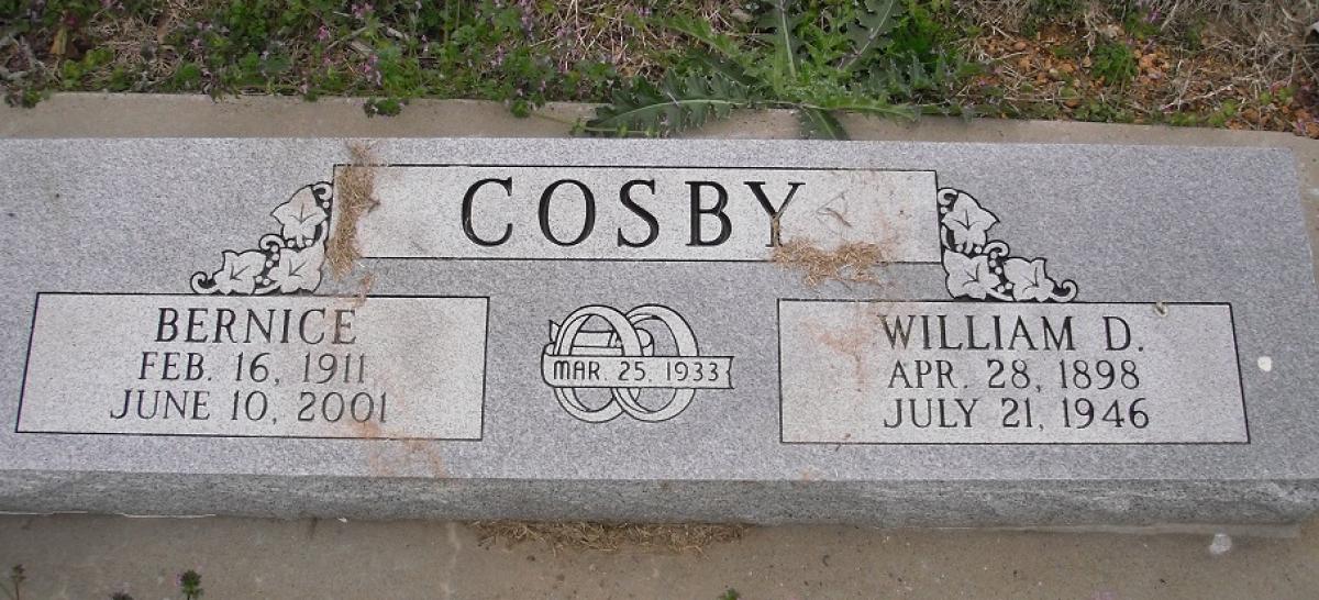 OK, Grove, Olympus Cemetery, Headstone, Cosby, William D. & Bernice 