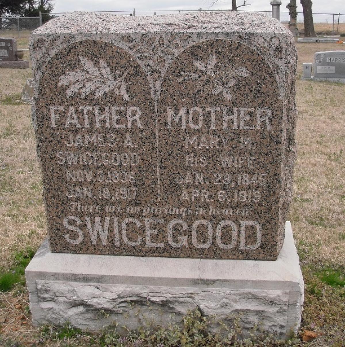 OK, Grove, Olympus Cemetery, Swicegood, James A. & Mary M. Headstone