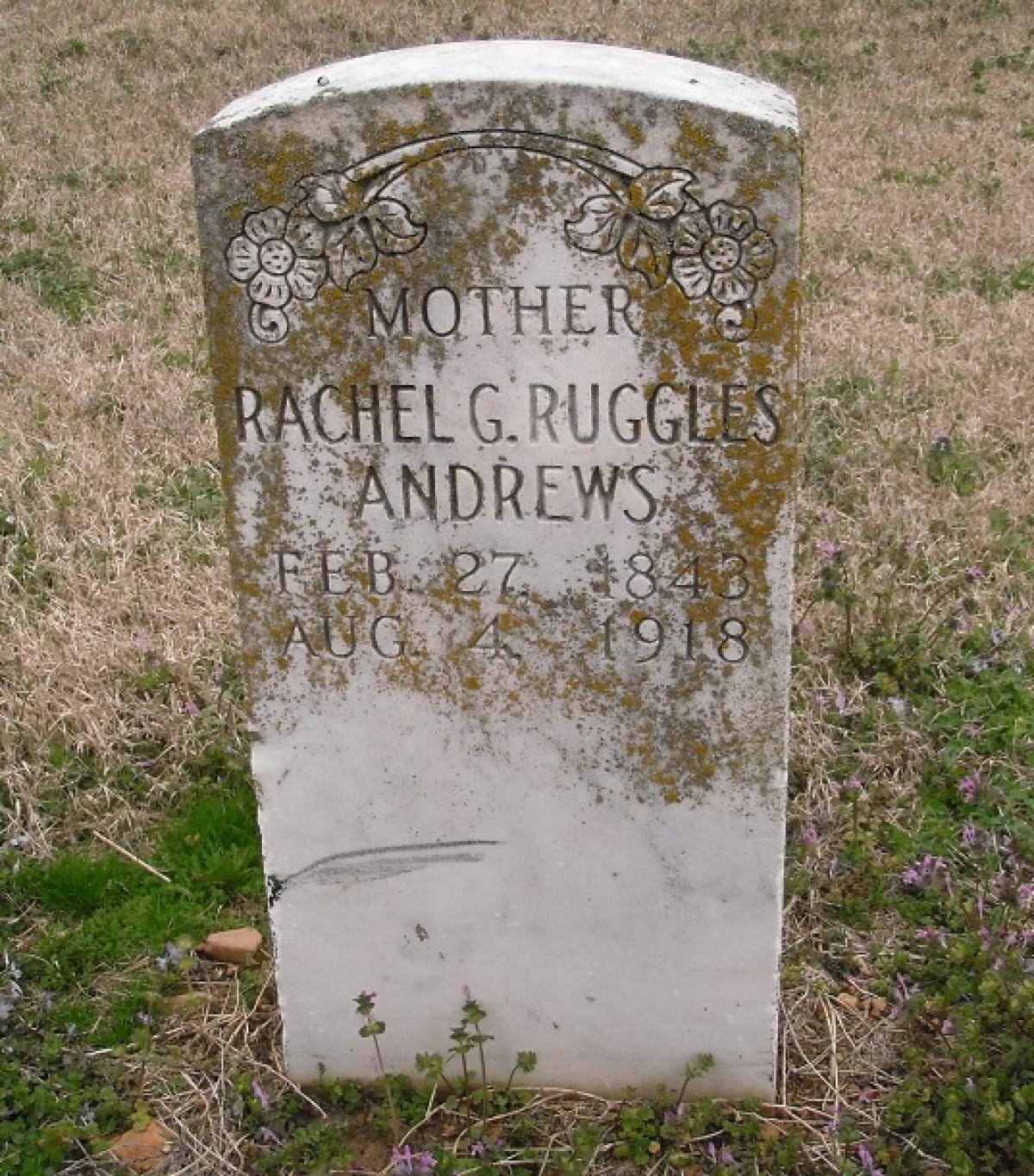 OK, Grove, Olympus Cemetery, Headstone, Andrews, Rachel G. (Ruggles) 