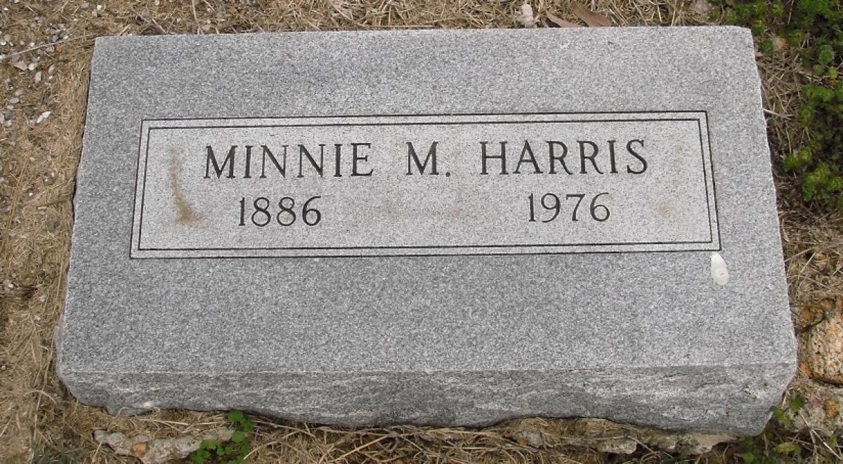OK, Grove, Olympus Cemetery, Headstone, Harris, Minnie M.