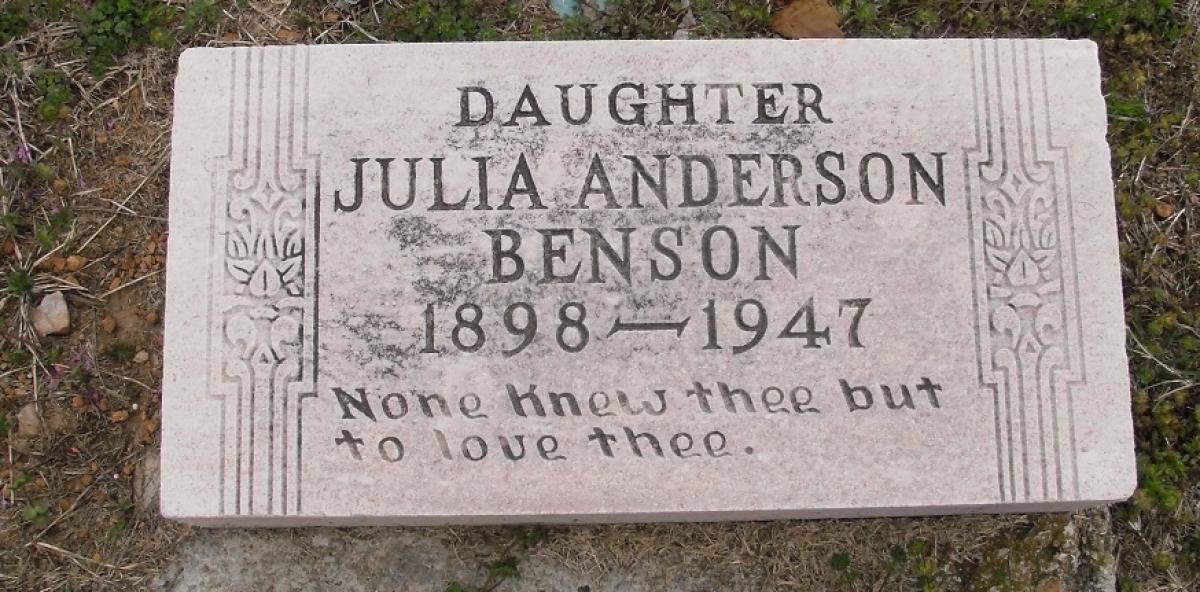OK, Grove, Olympus Cemetery, Headstone, Benson, Julia Anderson 
