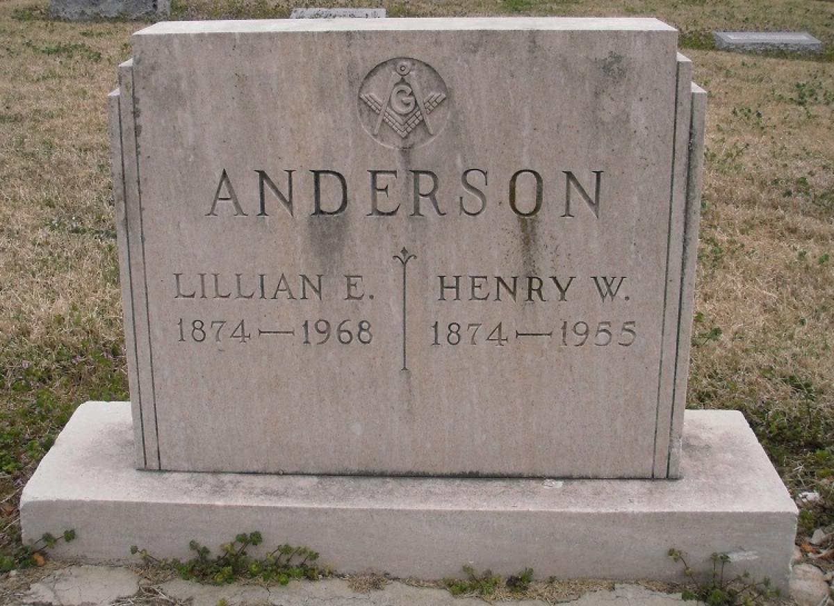 OK, Grove, Olympus Cemetery, Headstone, Anderson, Henry W. & Lillian E. 