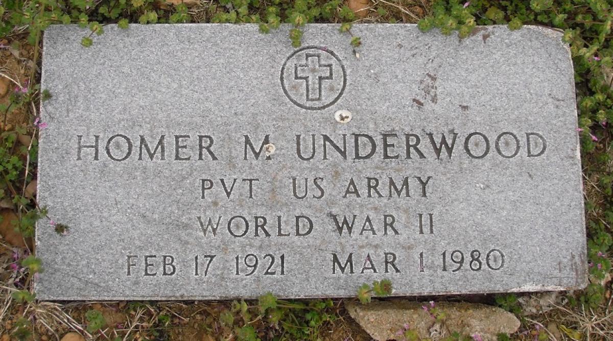OK, Grove, Olympus Cemetery, Underwood, Homer M. Military Headstone