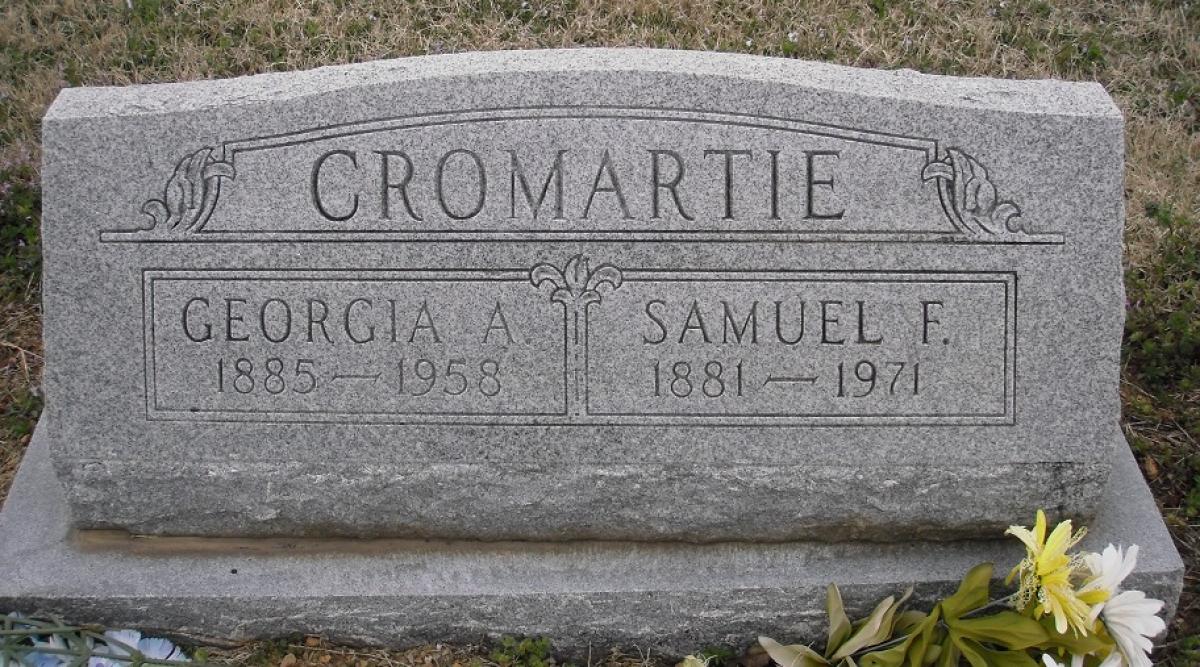 OK, Grove, Olympus Cemetery, Headstone, Cromartie, Samuel F. & Georgia A.