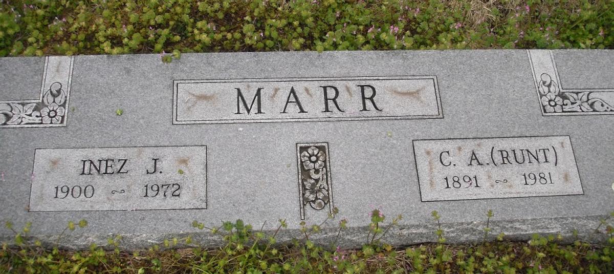 OK, Grove, Olympus Cemetery, Headstone, Marr, C. A. "Runt" & Inez J. 