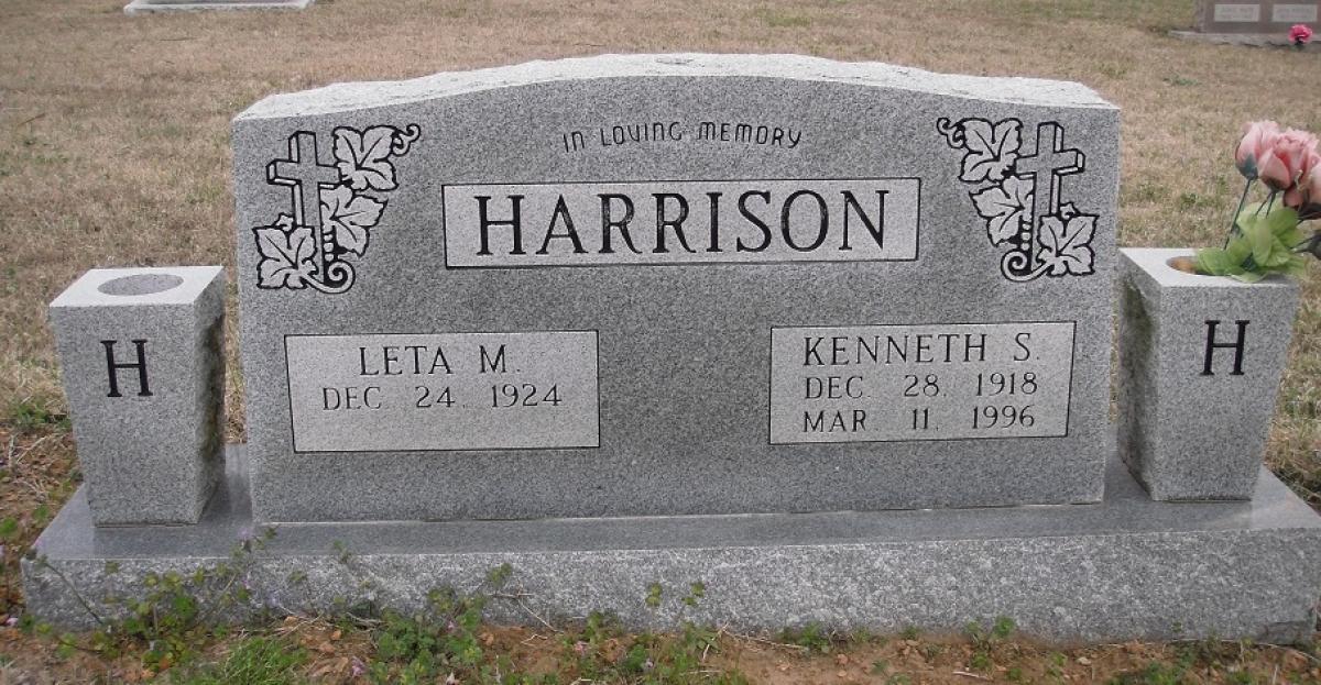 OK, Grove, Olympus Cemetery, Headstone, Harrison, Kenneth S. & Leta M.