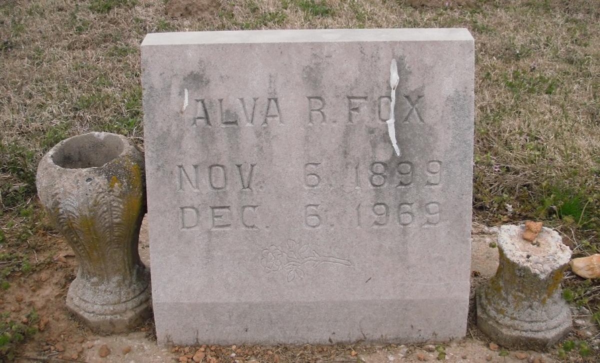 OK, Grove, Olympus Cemetery, Headstone, Fox, Alva R. 