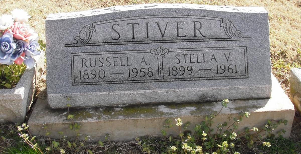 OK, Grove, Olympus Cemetery, Stiver, Russell A. & Stella V. Headstone