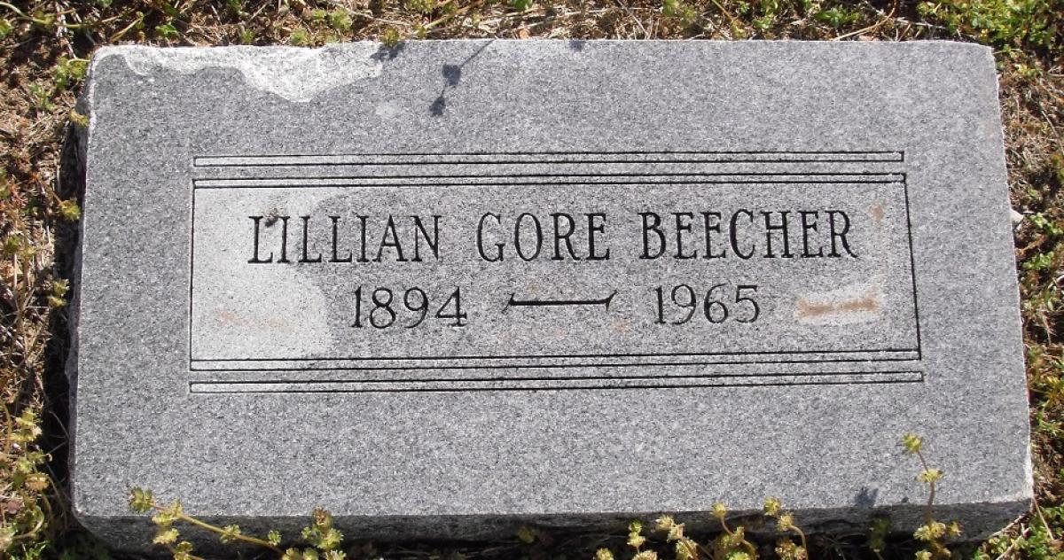OK, Grove, Olympus Cemetery, Headstone, Beecher, Lillian (Gore) 