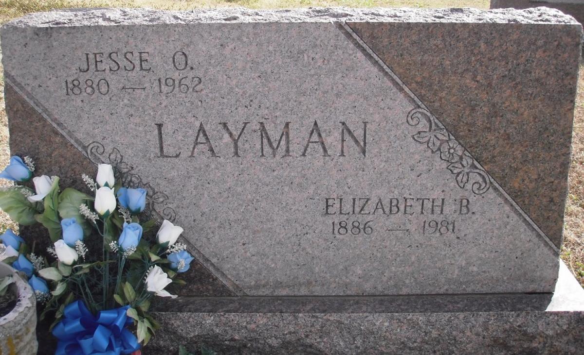 OK, Grove, Olympus Cemetery, Headstone, Layman, Jesse O. & Elizabeth B.