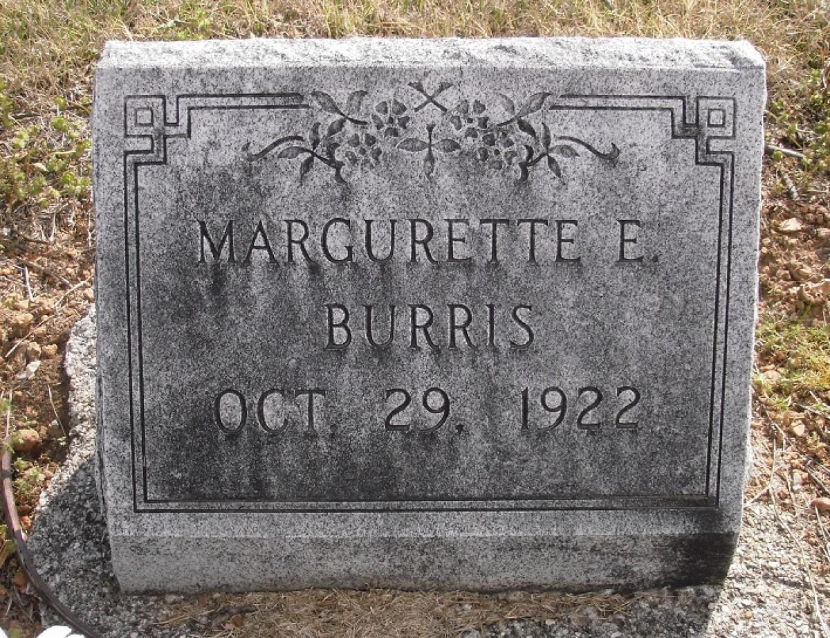 OK, Grove, Olympus Cemetery, Headstone, Burris, Margurette E. 