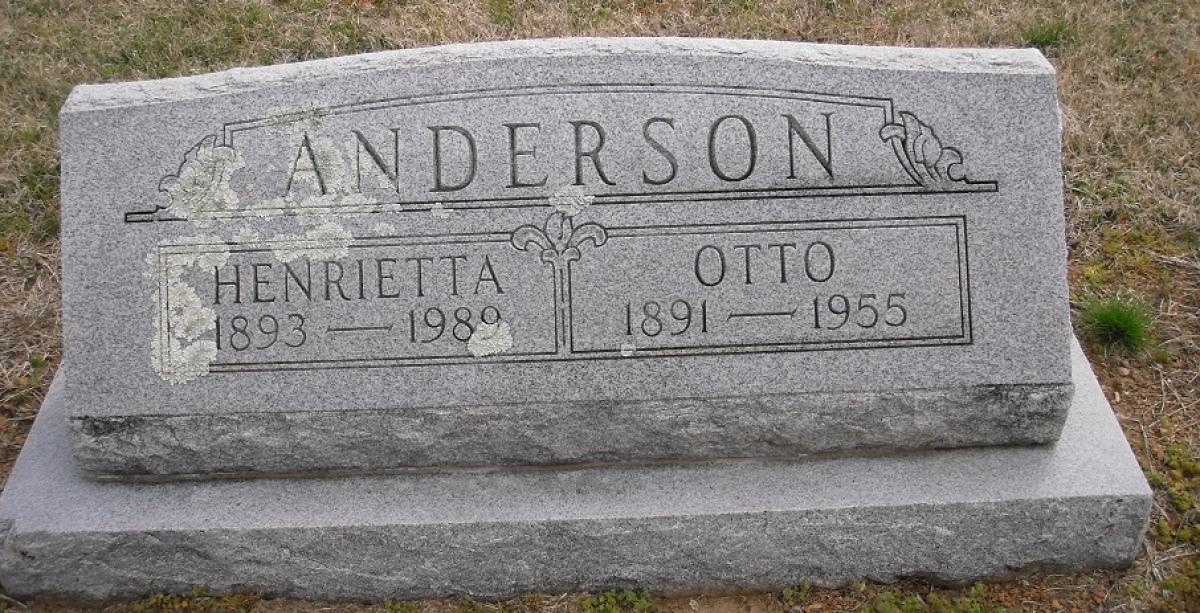 OK, Grove, Olympus Cemetery, Headstone, Anderson, Otto & Henrietta