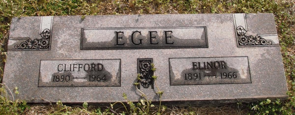 OK, Grove, Olympus Cemetery, Headstone, Egee, Clifford & Elinor 